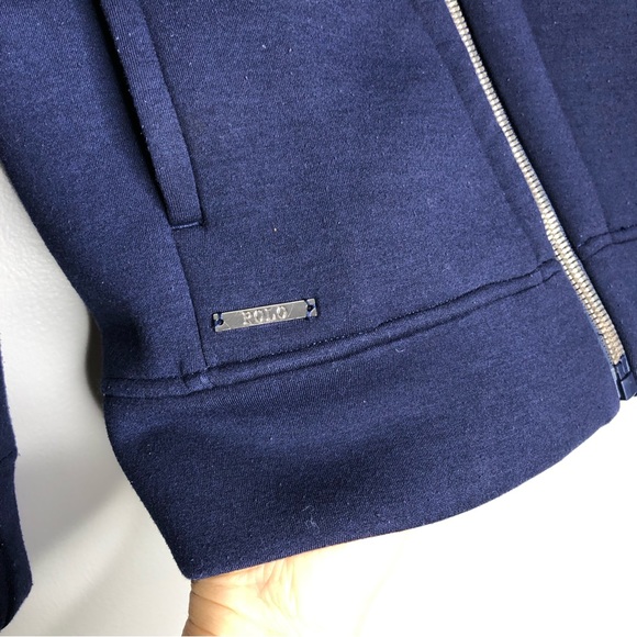 Polo Ralph Lauren Asymmetric Full Zip Hoodie Navy Coat Jacket Winter Fall Shirt - Picture 3 of 13